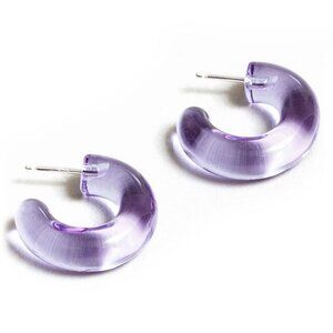 Wolf Circus Hand Blown Glass Hoops Purple Earrings Nordstrom‎ Vancouver NEW Blue